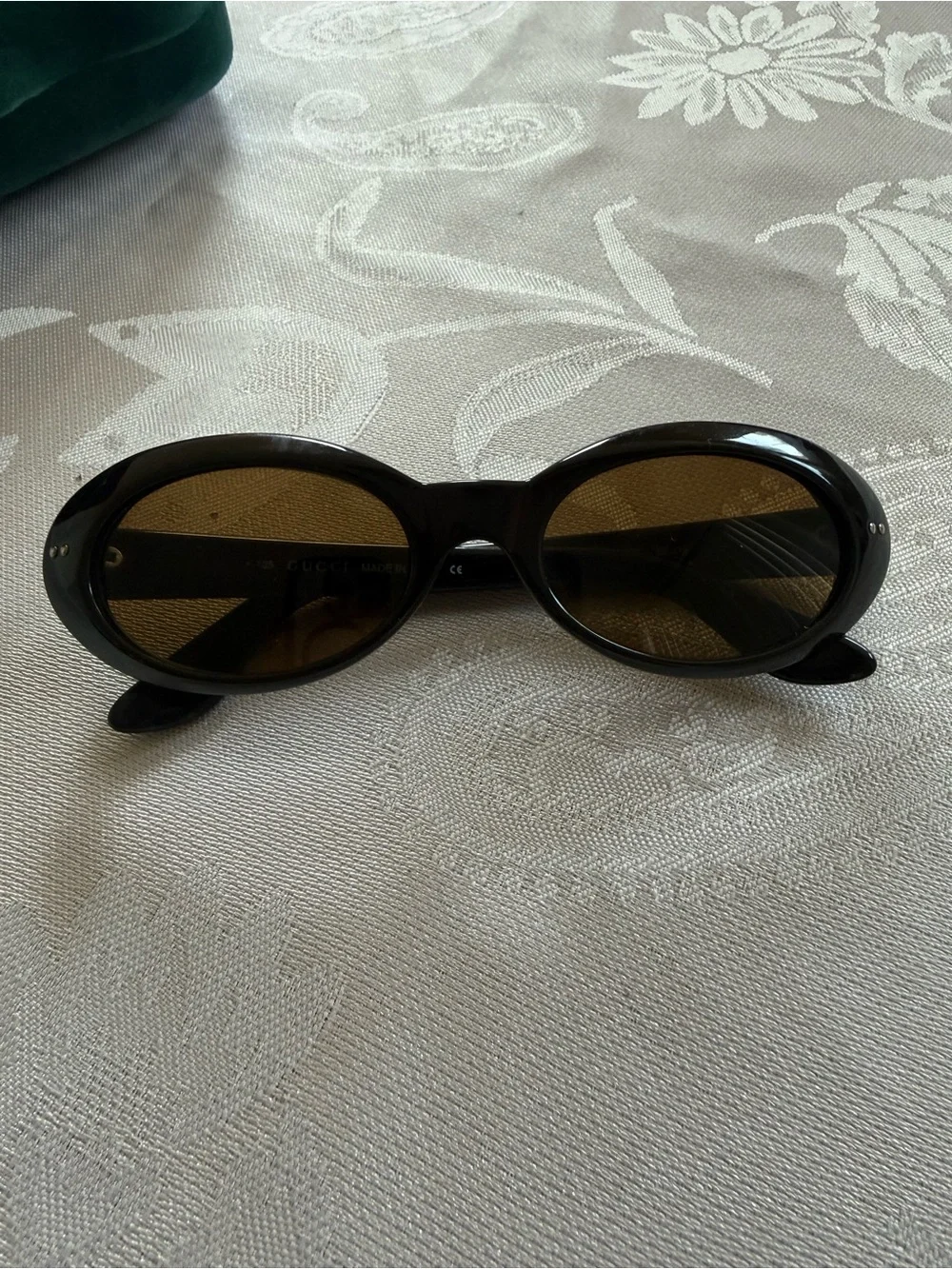 Gucci Women’s Vintage Black Oval Sunglasses with Brown Lenses